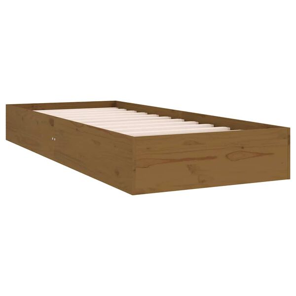 vidaXL Bed Frame without Mattress Honey Brown Solid Wood 75x190 cm Small Single