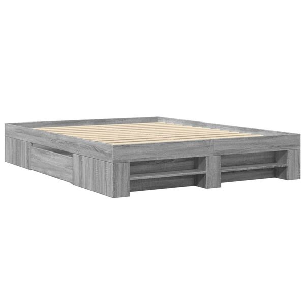 vidaXL Bed Frame without Mattress Grey Sonoma 160x200 cm Engineered Wood