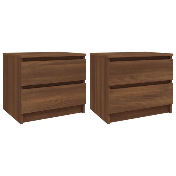 vidaXL Bed Cabinets 2 pcs Brown Oak 50x39x43.5 cm Engineered Wood