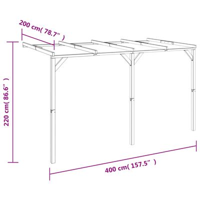 vidaXL Lean-To Pergola 2x4x2.2 m Wood