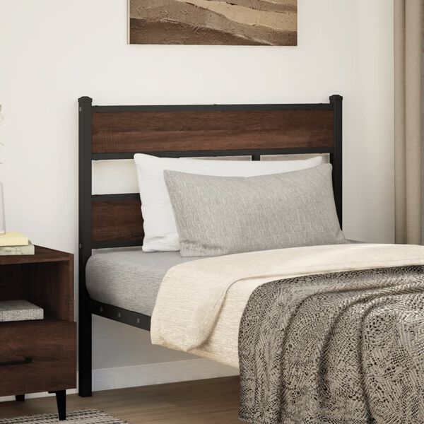 vidaXL Replace Headboard Brown Oak 107 cm Steel and Engineered Wood