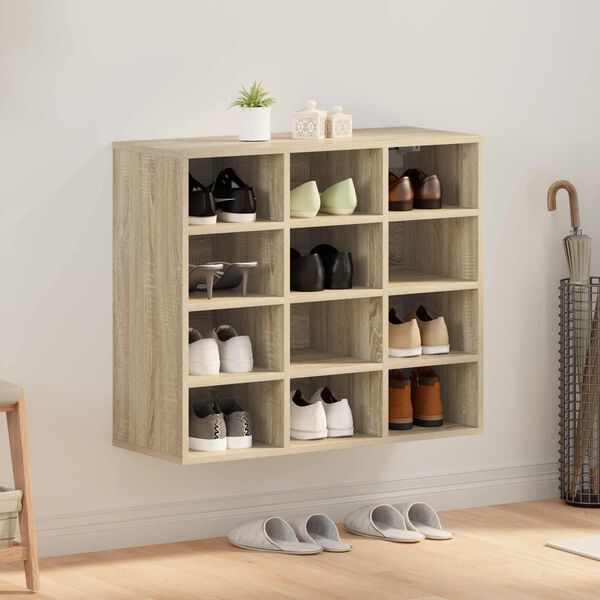 vidaXL Shoe Cabinet Sonoma Oak 77.5 x 30 x 67 cm Engineered Wood