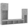vidaXL 4 Piece TV Wall Units with LED Concrete Grey Engineered Wood