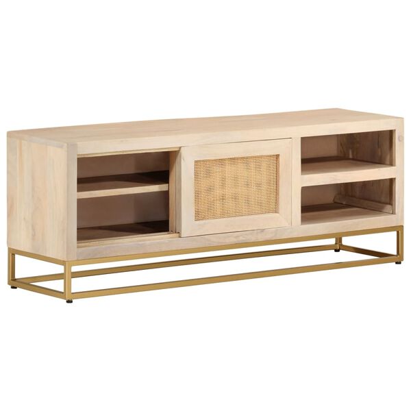 vidaXL TV Cabinet 110x30x40 cm Solid Wood Mango and Iron