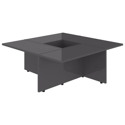 vidaXL Coffee Table High Gloss Grey 79.5x79.5x30 cm Engineered Wood