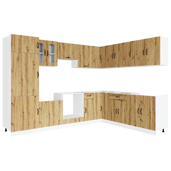 vidaXL 14 Piece Kitchen Cabinet Set Kalmar Artisan Oak Engineered Wood