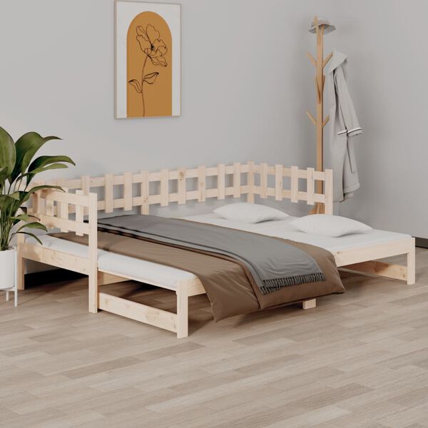 vidaXL Pull-out Day Bed without Mattress 2x(90x200) cm Solid Wood Pine