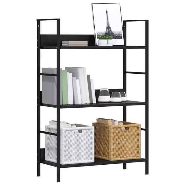 vidaXL 3-Layer Book Shelf Black 60x27.6x90.5 cm Engineered Wood