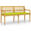 vidaXL Batavia Bench with Bright Green Cushion 150 cm Solid Wood Teak