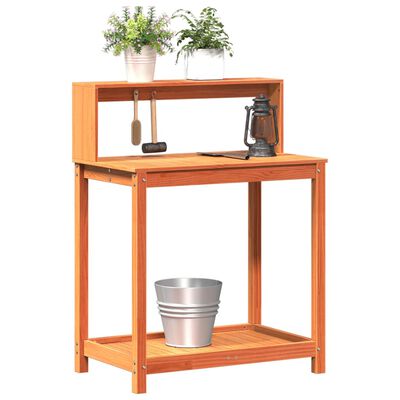 vidaXL Potting Table with Shelves Brown 82.5x50x109.5 cm Solid Wood Pine