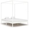 vidaXL Canopy Bed Frame without Mattress White Solid Wood 180x200 cm Super King