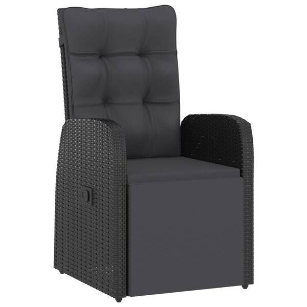 vidaXL 7 Piece Garden Dining Set with Cushions Black Poly Rattan