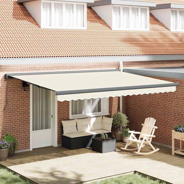 vidaXL Retractable Awning Cream 4x3 m Fabric and Aluminium