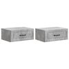 vidaXL Wall-Mounted Bedside Cabinet 2 pcs Concrete Grey