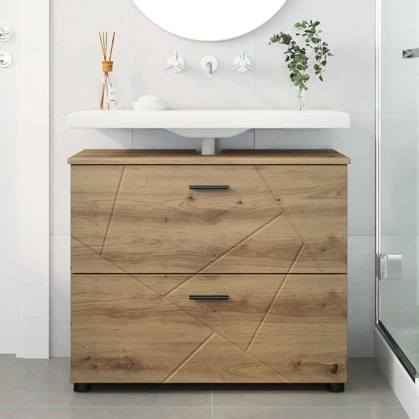 vidaXL Bathroom Cabinet with Drawer Artisan Oak 76.5 x 35 x 64 cm