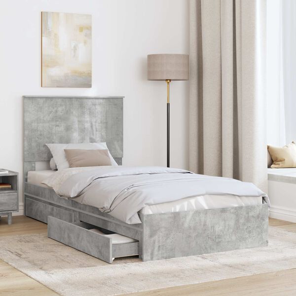 vidaXL Storage Bed Concrete Grey 90 x 200 cm Engineered Wood