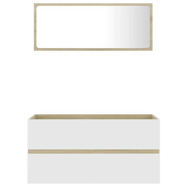 vidaXL 2 Piece Bathroom Furniture Set White and Sonoma Oak Engineered Wood