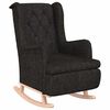 vidaXL Armchair with Solid Rubber Wood Rocking Legs Black Fabric