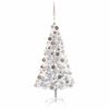 vidaXL Artificial Pre-lit Christmas Tree with Ball Set Silver 150 cm PET
