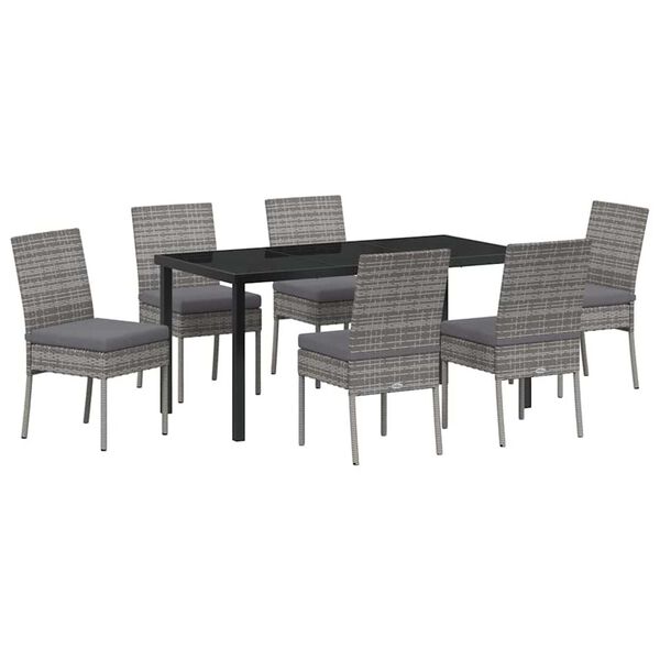 vidaXL Garden Dining Set 7 pcs Grey Powder-Coated Steel