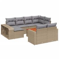 vidaXL 11 Piece Garden Sofa Set with Cushions Beige Poly Rattan