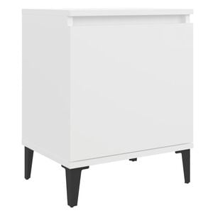vidaXL Bed Cabinet with Metal Legs White 40x30x50 cm