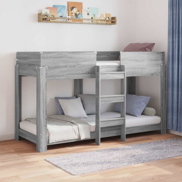 vidaXL Bunk Bed for Kids Grey Sonoma 80 x 190 cm Engineered Wood
