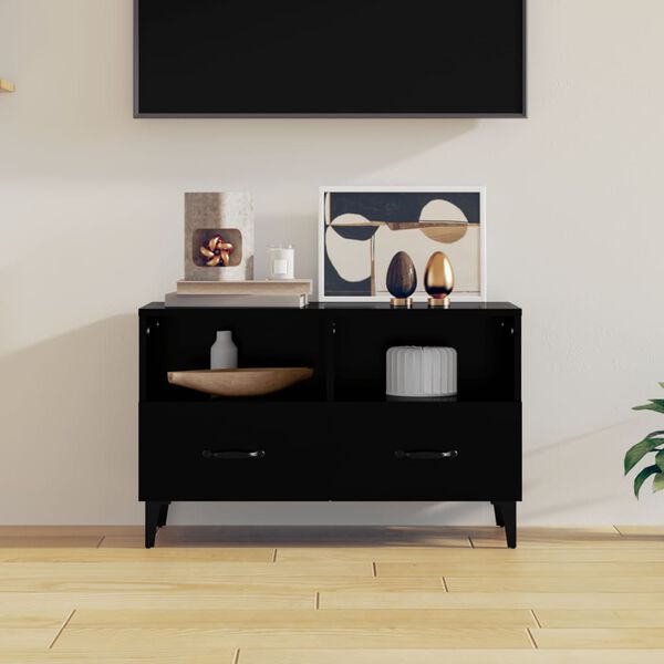 vidaXL TV Cabinet Black 80x36x50 cm Engineered Wood