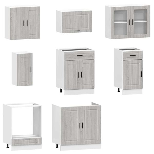 vidaXL 8 Piece Kitchen Cabinet Set Kalmar Grey Sonoma Engineered Wood