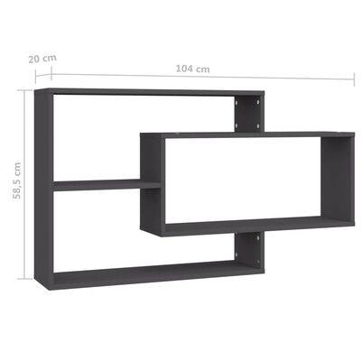 vidaXL Wall Shelf Grey 104x20x58.5 cm Engineered Wood