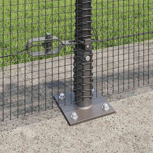 vidaXL Fence Post Grey 10 x 0.4 m (12 x 12 mm mesh) Steel and PVC