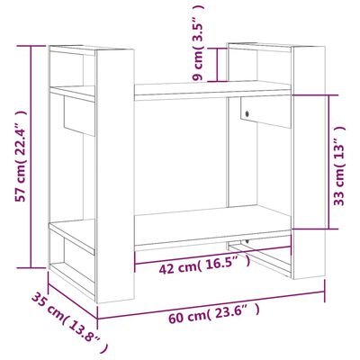 vidaXL Book Cabinet/Room Divider White 60x35x57 cm Solid Wood Pine