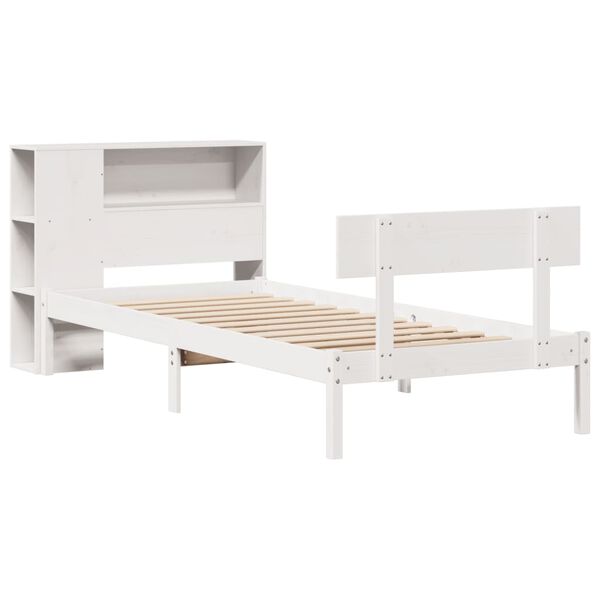 vidaXL Bookcase Bed without Mattress White 75x190 cm Small Single Solid Wood Pine