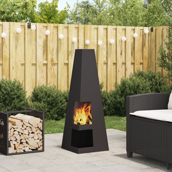 vidaXL Fire Pit Black 35 x 35 x 100 cm Steel