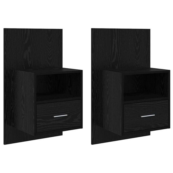 vidaXL Bedside Cabinet with Drawer 2 pcs Black Oak 50 x 32.5 x 80cm