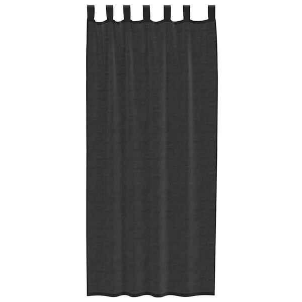 vidaXL Voile Curtains with Tab Top 2 pcs Black