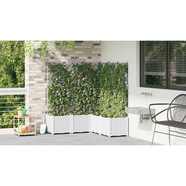 vidaXL Garden Planter 5 pcs White 120 x 120 x 143 cm Steel