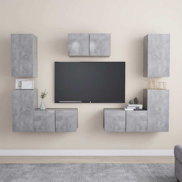 vidaXL 7 Piece TV Cabinet Set Concrete Grey Engineered Wood