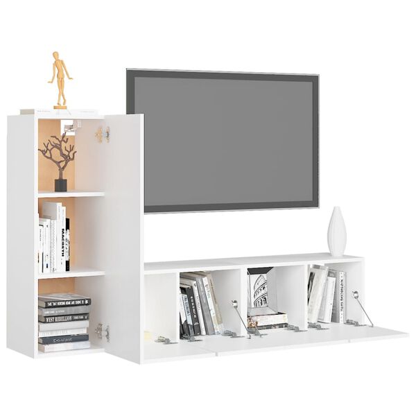 vidaXL 3 Piece TV Cabinet Set White Engineered Wood