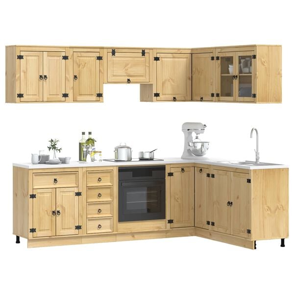 vidaXL Cabinet with Drawer SKI 10 pcs Honey Brown Solid Pine Wood