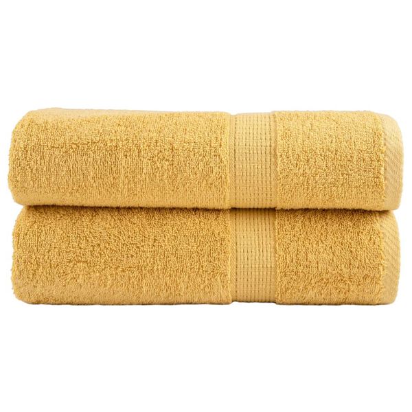 vidaXL Premium Bath Towels "SOLUND" 2 pcs Gold 100x150 cm 600 gsm