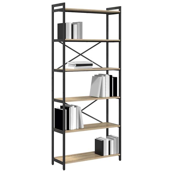 vidaXL Bookshelf Sonoma Oak 80 x 30 x 190 cm Engineered Wood