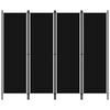 vidaXL 4-Panel Room Divider Black 200x180 cm