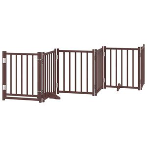 vidaXL Dog Gate with Door Foldable 6 Panels Brown Oak 300 cm Solid Wood Fir