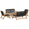 vidaXL Garden Chairs with Table 5 pcs Black Solid Acacia wood