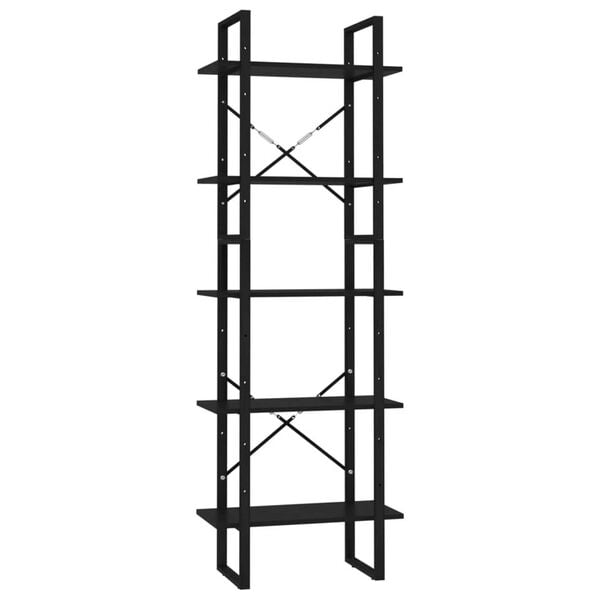 vidaXL 5-Tier Book Cabinet Black 60x30x175 cm Engineered Wood