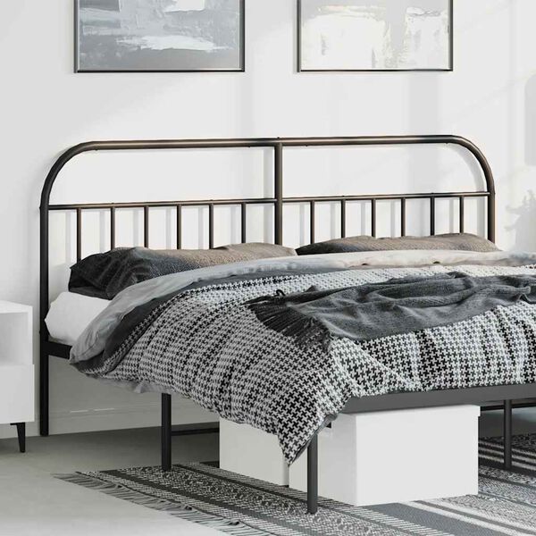 vidaXL Metal Headboard Black 193 cm