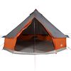 vidaXL Family Tent Tipi 12-Person Grey and Orange Waterproof