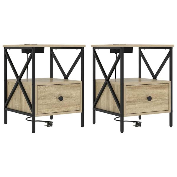 vidaXL Bedside Cabinet 2 pcs Sonoma Oak 41.5 x 40.5 x 55 cm