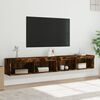 vidaXL TV Cabinets with LED Lights 2 pcs Smoked Oak 100x30x30 cm